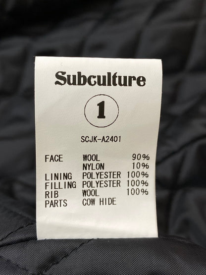 【中古品】【メンズ】 SUBCULTURE サブカルチャー 24AW STADIUM JACKET SCJK-A2401 スタジアムジャケット アウター スタジャン 145-260131-kk-22-min サイズ：1 カラー：ブラック 万代Net店
