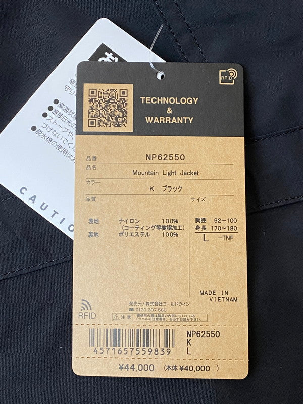 【未使用品】【メンズ】 THE NORTH FACE ザ・ノースフェイス MOUNTAIN LIGHT JACKET GORE-TEX NP62550 マウンテンライトジャケット ゴアテックス ライトアウター 144-260131-kk-07-min サイズ：L カラー：ブラック 万代Net店