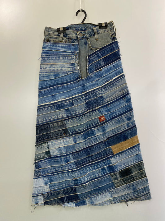 【中古品】【レディース】 USED ユーズド REMAKE DENIM SKIRT リメイク デニム スカート レディース ロングスカート 171-260220-em-44-min カラー：インディゴ 万代Net店