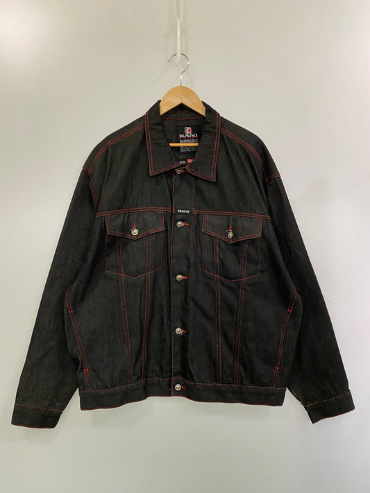【中古品】【メンズ】 KARL KANI カールカナイ RED STITCH DENIM JACKET レッドステッチデニムジャケット 146-260207-zi-19-min サイズ：XXL カラー：ブラック 万代Net店