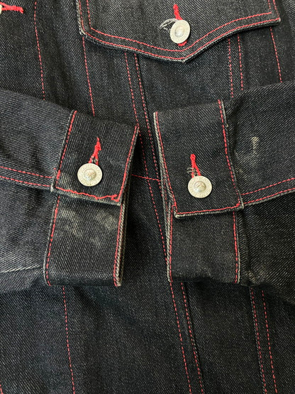 【中古品】【メンズ】 KARL KANI カールカナイ RED STITCH DENIM JACKET レッドステッチデニムジャケット 146-260207-zi-19-min サイズ：XXL カラー：ブラック 万代Net店