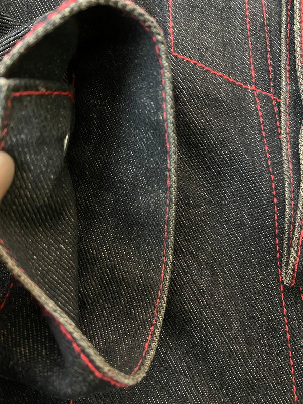 【中古品】【メンズ】 KARL KANI カールカナイ RED STITCH DENIM JACKET レッドステッチデニムジャケット 146-260207-zi-19-min サイズ：XXL カラー：ブラック 万代Net店