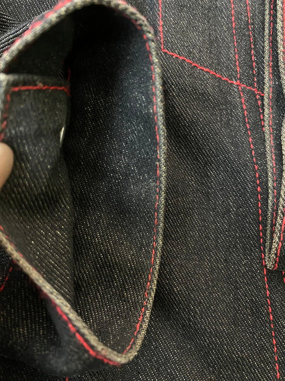 【中古品】【メンズ】 KARL KANI カールカナイ RED STITCH DENIM JACKET レッドステッチデニムジャケット 146-260207-zi-19-min サイズ：XXL カラー：ブラック 万代Net店