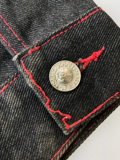【中古品】【メンズ】 KARL KANI カールカナイ RED STITCH DENIM JACKET レッドステッチデニムジャケット 146-260207-zi-19-min サイズ：XXL カラー：ブラック 万代Net店