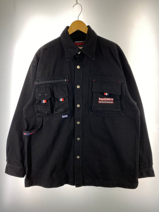 【中古品】【メンズ】 HOODSWEAR フッドスウェアー HOOD BLACK DENIM COVERALL フード ブラック デニム カバーオール ジャケット 146-260215-SH-11-min サイズ：L カラー：ブラック 万代Net店