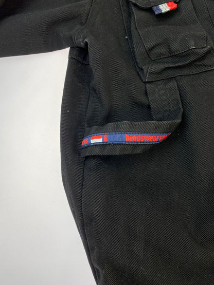 【中古品】【メンズ】 HOODSWEAR フッドスウェアー HOOD BLACK DENIM COVERALL フード ブラック デニム カバーオール ジャケット 146-260215-SH-11-min サイズ：L カラー：ブラック 万代Net店