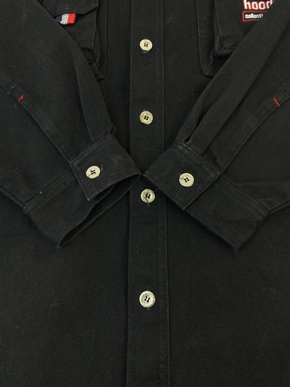 【中古品】【メンズ】 HOODSWEAR フッドスウェアー HOOD BLACK DENIM COVERALL フード ブラック デニム カバーオール ジャケット 146-260215-SH-11-min サイズ：L カラー：ブラック 万代Net店