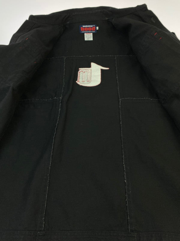 【中古品】【メンズ】 HOODSWEAR フッドスウェアー HOOD BLACK DENIM COVERALL フード ブラック デニム カバーオール ジャケット 146-260215-SH-11-min サイズ：L カラー：ブラック 万代Net店