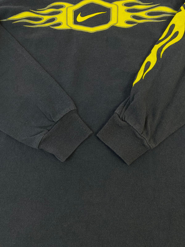 【中古品】【メンズ】 NIKE ナイキ 00’s FLAME LOGO LS TEE 00年代 フレイム ロゴ ロングスリーブティーシャツ 146-260215-SH-09-min サイズ：M カラー：ブラック 万代Net店