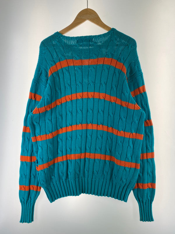 【現状渡し品】【メンズ】 RALPH LAUREN ラルフローレン 90's BORDER KNIT 90年代 ボーダー ニット トップス 146-260215-SH-10-min サイズ：L カラー：エメラルドブルー/オレンジ 万代Net店