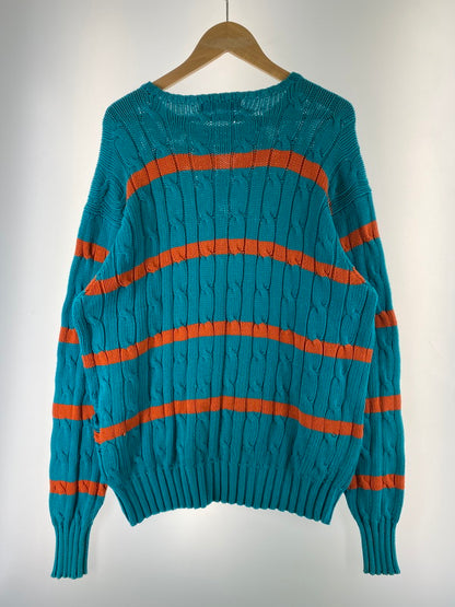 【現状渡し品】【メンズ】 RALPH LAUREN ラルフローレン 90's BORDER KNIT 90年代 ボーダー ニット トップス 146-260215-SH-10-min サイズ：L カラー：エメラルドブルー/オレンジ 万代Net店