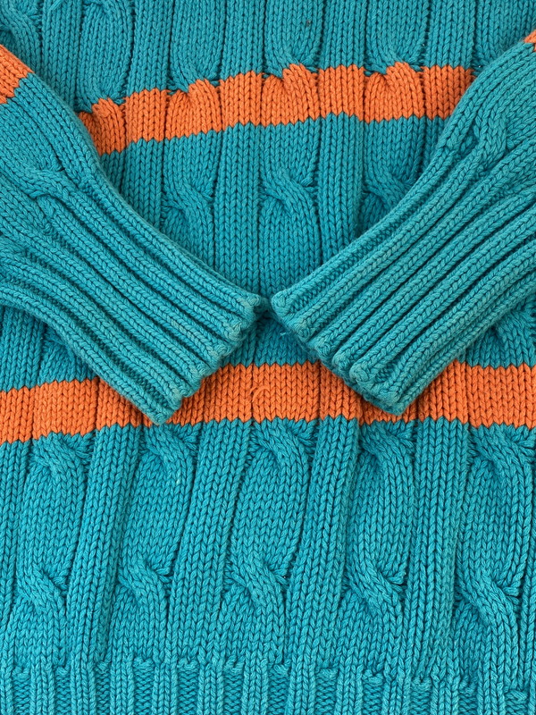 【現状渡し品】【メンズ】 RALPH LAUREN ラルフローレン 90's BORDER KNIT 90年代 ボーダー ニット トップス 146-260215-SH-10-min サイズ：L カラー：エメラルドブルー/オレンジ 万代Net店