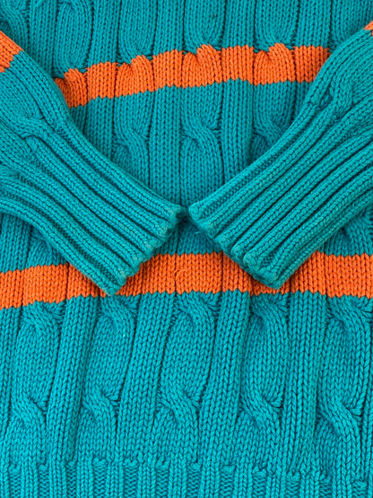 【現状渡し品】【メンズ】 RALPH LAUREN ラルフローレン 90's BORDER KNIT 90年代 ボーダー ニット トップス 146-260215-SH-10-min サイズ：L カラー：エメラルドブルー/オレンジ 万代Net店