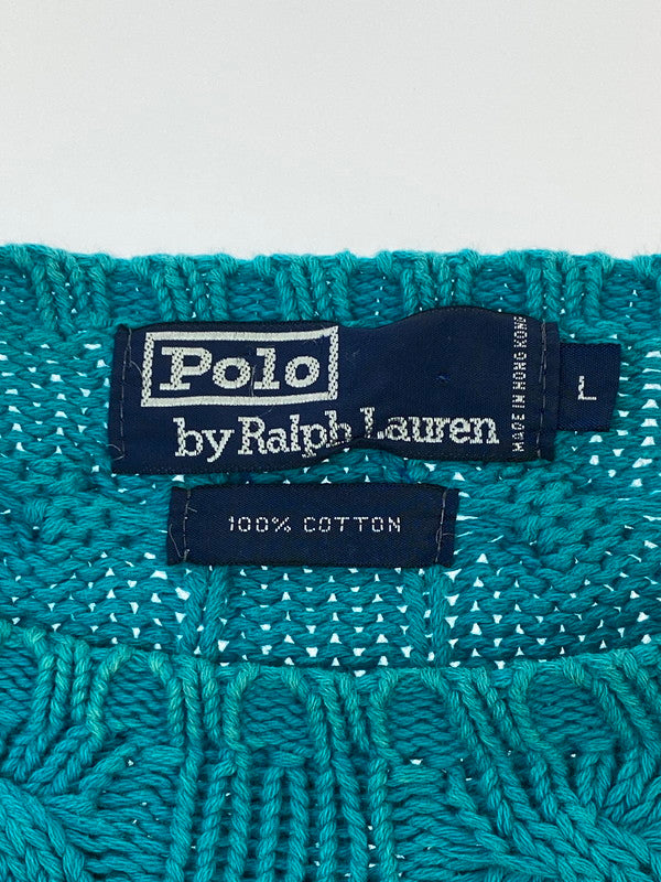 【現状渡し品】【メンズ】 RALPH LAUREN ラルフローレン 90's BORDER KNIT 90年代 ボーダー ニット トップス 146-260215-SH-10-min サイズ：L カラー：エメラルドブルー/オレンジ 万代Net店