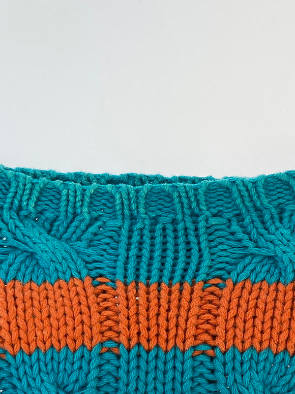 【現状渡し品】【メンズ】 RALPH LAUREN ラルフローレン 90's BORDER KNIT 90年代 ボーダー ニット トップス 146-260215-SH-10-min サイズ：L カラー：エメラルドブルー/オレンジ 万代Net店