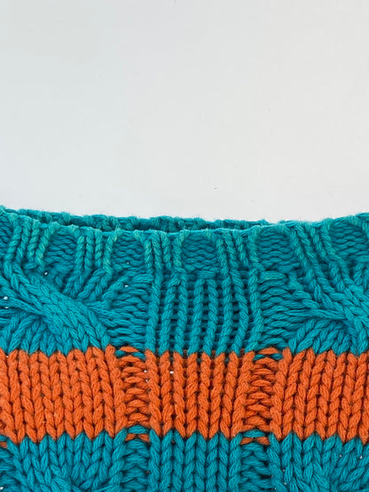【現状渡し品】【メンズ】 RALPH LAUREN ラルフローレン 90's BORDER KNIT 90年代 ボーダー ニット トップス 146-260215-SH-10-min サイズ：L カラー：エメラルドブルー/オレンジ 万代Net店