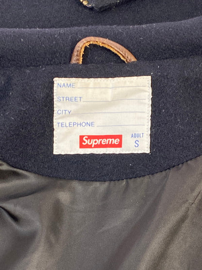 【中古品】【メンズ】 Supreme シュプリーム 12AW HOODED VARSITY JACKET フーデッド バーシティージャケット アウター フード付きスタジャン 149-260131-kk-30-min サイズ：S カラー：ネイビー/ブラウン 万代Net店