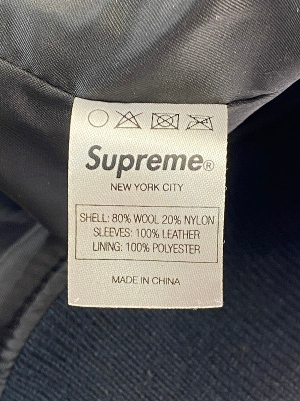 【中古品】【メンズ】 Supreme シュプリーム 12AW HOODED VARSITY JACKET フーデッド バーシティージャケット アウター フード付きスタジャン 149-260131-kk-30-min サイズ：S カラー：ネイビー/ブラウン 万代Net店