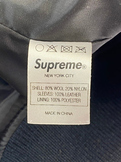 【中古品】【メンズ】 Supreme シュプリーム 12AW HOODED VARSITY JACKET フーデッド バーシティージャケット アウター フード付きスタジャン 149-260131-kk-30-min サイズ：S カラー：ネイビー/ブラウン 万代Net店