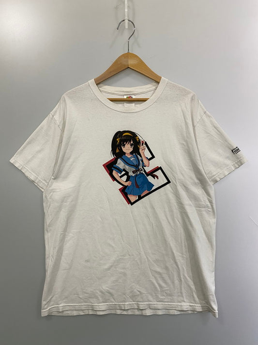 【中古品】【メンズ】 涼宮ハルヒの憂鬱 00's HARUHI PRINT TEE 00年代 ハルヒ プリントTシャツ 半袖 トップス 146-260131-kk-05-min サイズ：L カラー：ホワイト 万代Net店