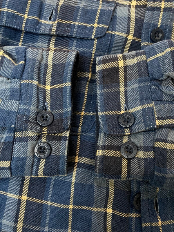 【中古品】【メンズ】 L.L.Bean エルエルビーン FLEECE LINER CHECK SHIRT フリース ライナー チェック シャツ メンズ トップス 144-260220-em-46-min サイズ：L カラー：ブルー 万代Net店