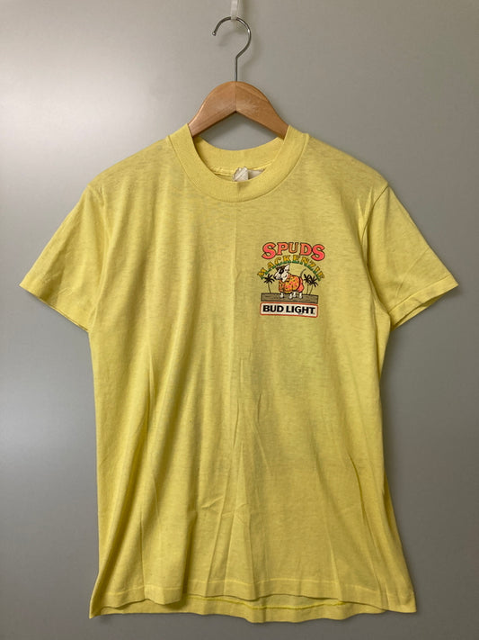 【中古品】【メンズ】 BUD LIGHT バッドライト 80's SPUDS MACKENZIE PARTY ANIMAL PRINT TEE VINTAGE 80年代 スパッズ・マッケンジー パーティーアニマル プリント Tシャツ 半袖 トップス 146-260201-kk-21-min サイズ：表記消え 下記参照 カラー：イエロー 万代Net店