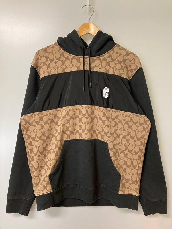 【中古品】【メンズ】 COACH コーチ SIGNATURE HOODIE C7828 シグネチャーフーディー トップス パーカー 141-260201-kk-06-min サイズ：L カラー：ベージュ/ブラック 万代Net店