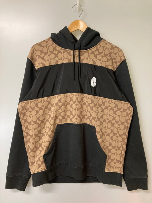 【中古品】【メンズ】 COACH コーチ SIGNATURE HOODIE C7828 シグネチャーフーディー トップス パーカー 141-260201-kk-06-min サイズ：L カラー：ベージュ/ブラック 万代Net店
