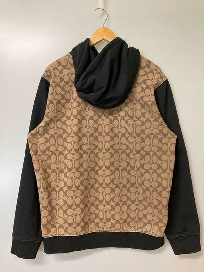 【中古品】【メンズ】 COACH コーチ SIGNATURE HOODIE C7828 シグネチャーフーディー トップス パーカー 141-260201-kk-06-min サイズ：L カラー：ベージュ/ブラック 万代Net店