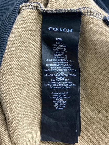 【中古品】【メンズ】 COACH コーチ SIGNATURE HOODIE C7828 シグネチャーフーディー トップス パーカー 141-260201-kk-06-min サイズ：L カラー：ベージュ/ブラック 万代Net店