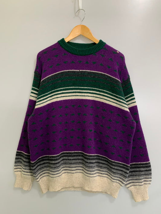 【現状渡し品】【メンズ】 UNITED COLORS OF BENETTON ユナイテッド カラーズ オブ ベネトン 80S PATTERN KNIT SWEATER ニット セーター 146-260208-AS-29-min サイズ：下記参照 カラー：パープル 万代Net店