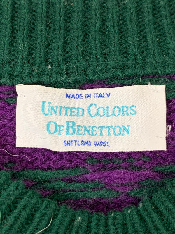 【現状渡し品】【メンズ】 UNITED COLORS OF BENETTON ユナイテッド カラーズ オブ ベネトン 80S PATTERN KNIT SWEATER ニット セーター 146-260208-AS-29-min サイズ：下記参照 カラー：パープル 万代Net店