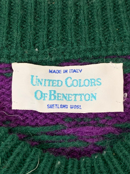 【現状渡し品】【メンズ】 UNITED COLORS OF BENETTON ユナイテッド カラーズ オブ ベネトン 80S PATTERN KNIT SWEATER ニット セーター 146-260208-AS-29-min サイズ：下記参照 カラー：パープル 万代Net店