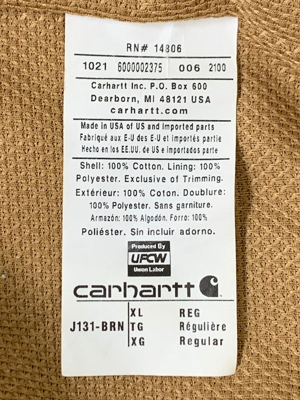【中古品】【メンズ】 Carhartt カーハート DUCK ACTIVE JACKET J131-BRN ダック アクティブ ジャケット メンズ アウター フーディ 146-260202-em-20-min サイズ：XL カラー：ブラウン 万代Net店