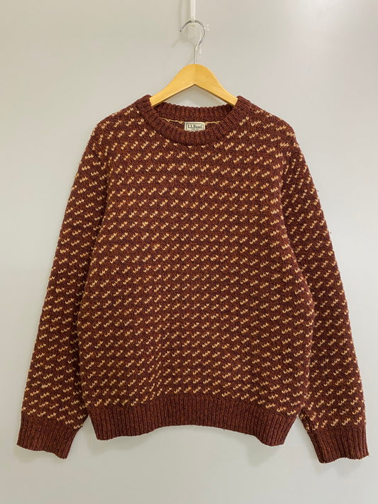【中古品】【メンズ】 L.L.Bean エルエルビーン 518618 BIRD'S EYE WOOL KNIT SWEATER ウール ニット セーター 144-260203-AS-4-min サイズ：XL-REG カラー：ブラウン 万代Net店