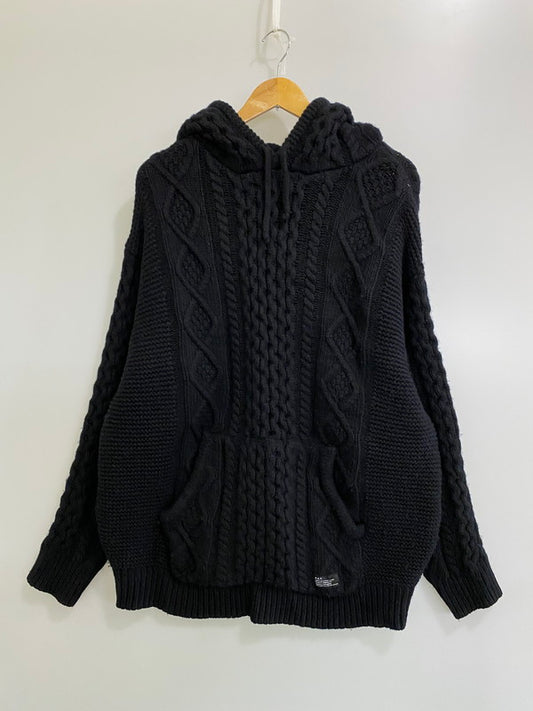 【中古品】【メンズ】 F.A.T. エフエイティー F32420-KN06-AB ウールヤーン フィッシャーマンニットパーカ アウター 142-260203-AS-8-min サイズ：JUMBO カラー：ブラック 万代Net店