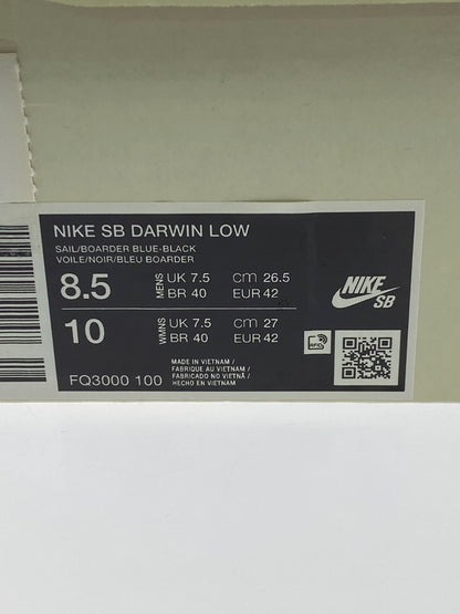 【中古美品】【メンズ】 NIKE SB ナイキエスビー ×SUPREMEF シュプリーム DARWIN LOW Q3000-100 ダーウィン ロー スニーカー靴 160-260206-jt-07-min サイズ：US 8.5 26.5cm カラー：SAIL/BOARDER BULE-BLACK 万代Net店