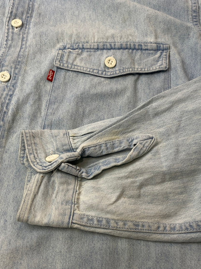 【中古品】【メンズ】 Levi's リーバイス 80's DIAMOND LABEL L/S SHIRT 80年代 ロングスリーブシャツ 長袖シャツ トップス 146-260319-yn-05-min サイズ：L カラー：ライトインディゴ 万代Net店