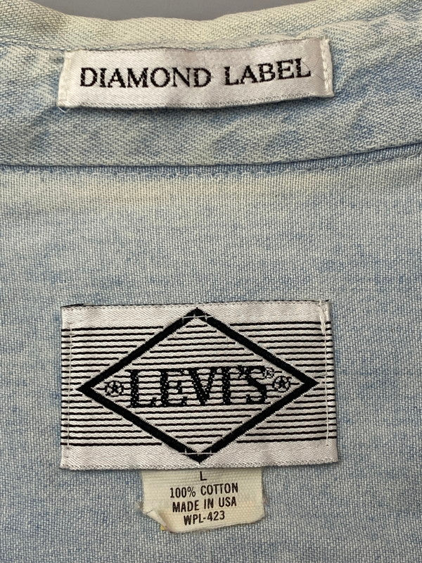 【中古品】【メンズ】 Levi's リーバイス 80's DIAMOND LABEL L/S SHIRT 80年代 ロングスリーブシャツ 長袖シャツ トップス 146-260319-yn-05-min サイズ：L カラー：ライトインディゴ 万代Net店