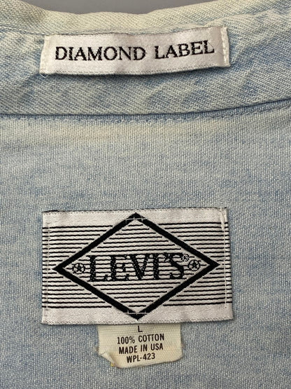 【中古品】【メンズ】 Levi's リーバイス 80's DIAMOND LABEL L/S SHIRT 80年代 ロングスリーブシャツ 長袖シャツ トップス 146-260319-yn-05-min サイズ：L カラー：ライトインディゴ 万代Net店