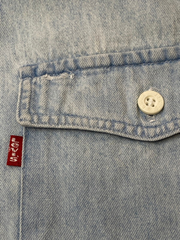 【中古品】【メンズ】 Levi's リーバイス 80's DIAMOND LABEL L/S SHIRT 80年代 ロングスリーブシャツ 長袖シャツ トップス 146-260319-yn-05-min サイズ：L カラー：ライトインディゴ 万代Net店