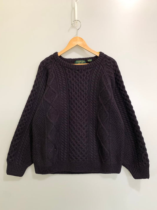 【中古品】【メンズ】 MINE BAY 90's FISHERMAN ALAIN KNIT SWEATER 90年代 フィッシャーマンニット セーター トップス 146-260316-yn-22-min サイズ：L カラー：ダークネイビー 万代Net店
