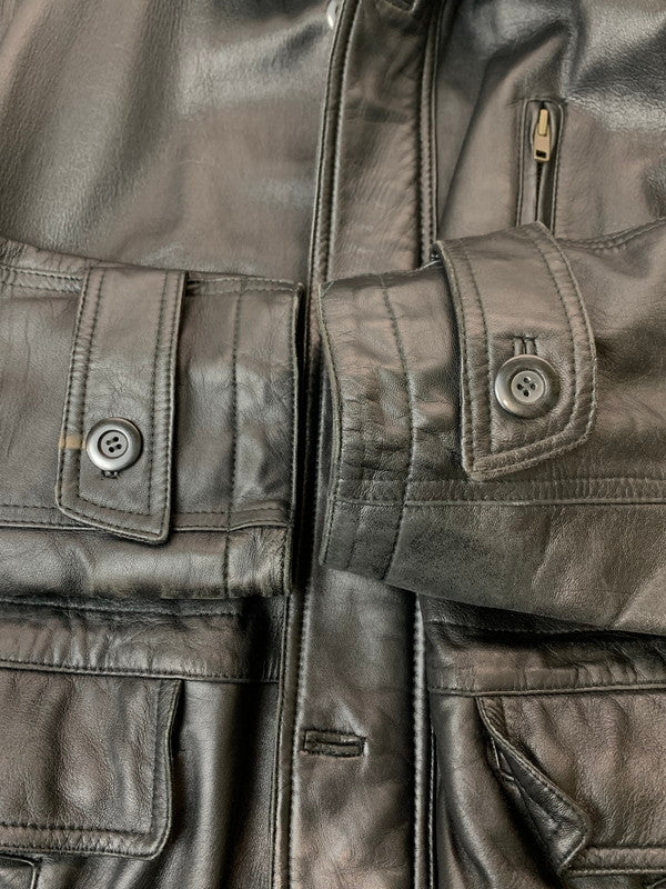 【現状渡し品】【メンズ】 POLO CLUB ポロクラブ LEATHER JACKET C-TK 1583 レザージャケット アウター 146-260319-SH-24-min サイズ：M カラー：ブラック 万代Net店