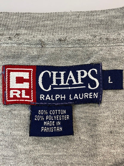 【中古品】【メンズ】 RALPH LAUREN ラルフローレン 90's CHAPS LOGO SWEATSHIRT 90年代 ロゴ スウェットシャツ トレーナー トップス 146-260319-yn-20-min サイズ：L カラー：グレー 万代Net店