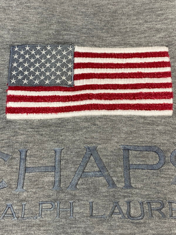 【中古品】【メンズ】 RALPH LAUREN ラルフローレン 90's CHAPS LOGO SWEATSHIRT 90年代 ロゴ スウェットシャツ トレーナー トップス 146-260319-yn-20-min サイズ：L カラー：グレー 万代Net店