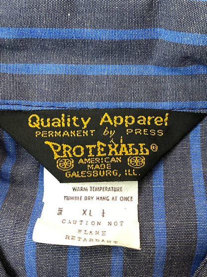 【中古品】【メンズ】 PROTEXALL プロテックスオール 80S STRIPE SS WORK SHIRT 80年代 ストライプ ワークシャツ トップス 146-260626-jt-07-min サイズ：XL カラー：ブルー/グレー 万代Net店