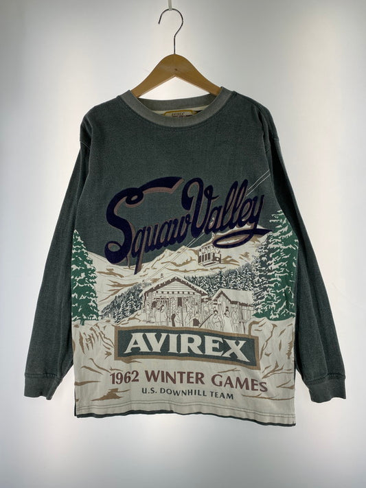 【中古品】【メンズ】 AVIREX アヴィレックス OVER PRINT L/S TEE 163516 オーバープリント ロングスリーブ Tシャツ 長袖 トップス 145-260211-kk-29-min サイズ：S カラー：グレー系 万代Net店