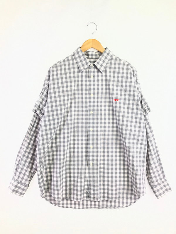 【中古品】【メンズ】 DIESEL ディーゼル S-DOUBLER ロングスリーブ 長袖シャツ トップス 141-260522-rt-16-tagh サイズ：M カラー：グレー 万代Net店