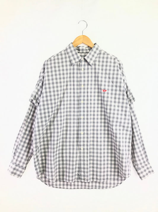 【中古品】【メンズ】 DIESEL ディーゼル S-DOUBLER ロングスリーブ 長袖シャツ トップス 141-260522-rt-16-tagh サイズ：M カラー：グレー 万代Net店