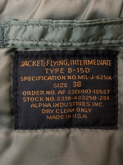 【中古品】【メンズ】 ALPHA INDUSTRIES TYPE B-15D FLIGHT JACKET MIL-J-6251A アルファインダストリーズ フライトジャケット アウター 145-260210-yn-23-min サイズ：38 カラー：オリーブグリーン 万代Net店